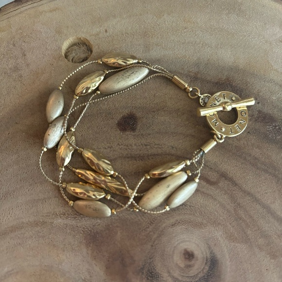 MONET 3 Strand Gold Tone Choker Necklace and bracelet set - Picture 3 of 6